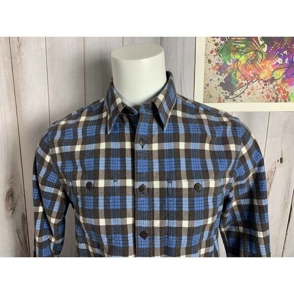LL Bean Mens Long Sleeve Button Up Flannel Shirt 2 Pockets - Sz Medium Cotton - Picture 4 of 16